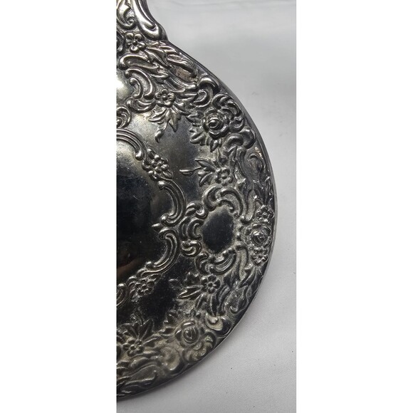 Vtg Silverplate Vanity Set 8" Brush & 9" Hand Mirror Floral Ornate Design Heavy - Picture 12 of 13